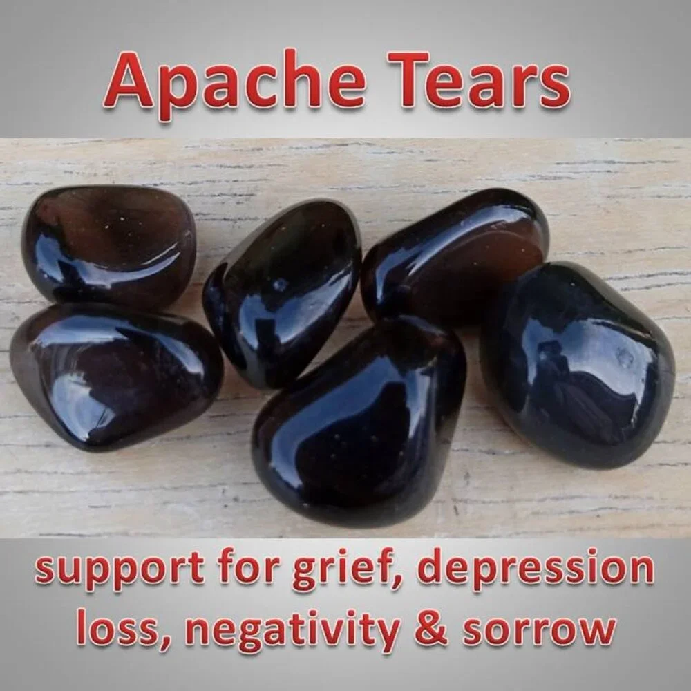 ONE Apache Tear tumbled stone rock crystal  : Support (smaller)